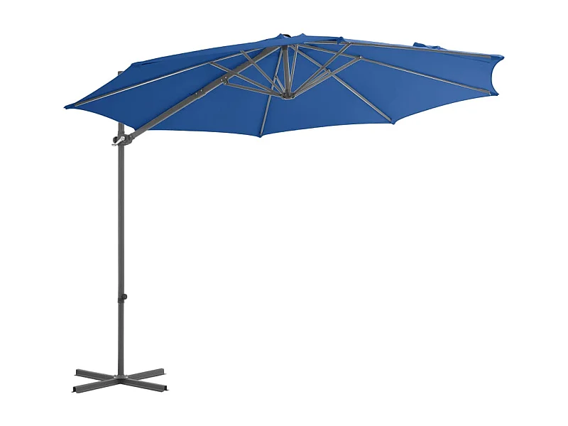 Forest Park  Parasol de jardin en porte-à-faux avec mât en acier bleu azuré