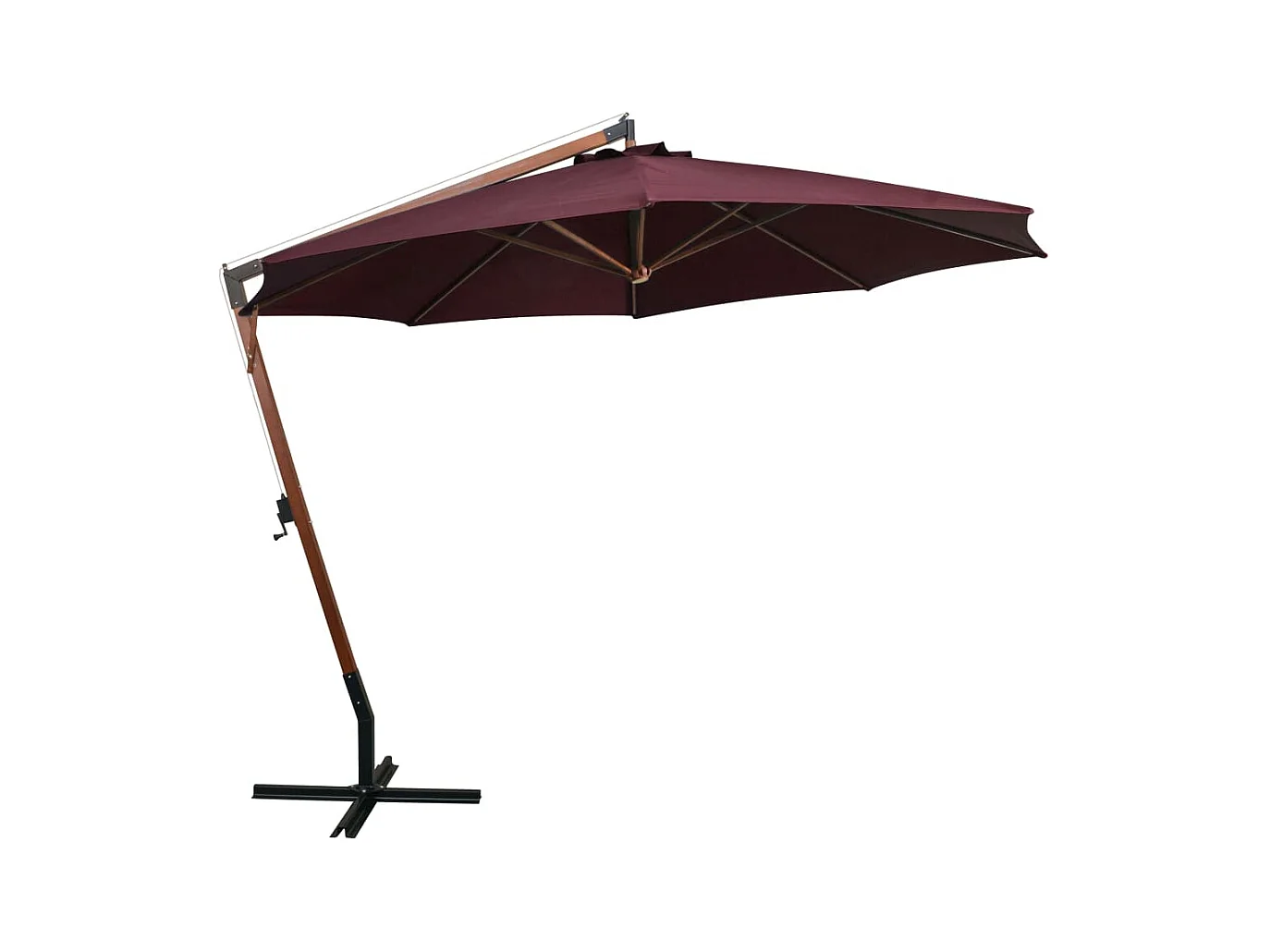 Gryndis  Parasol de jardin suspendu et mât rouge bordeaux bois de sapin