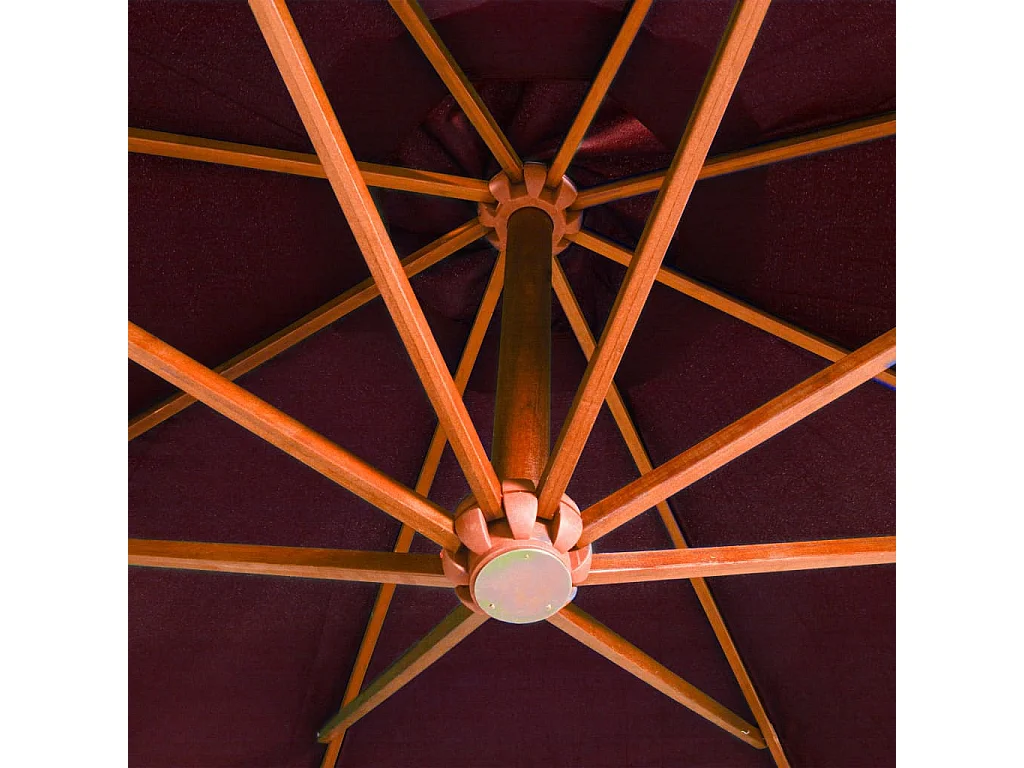 Gryndis  Parasol de jardin suspendu et mât rouge bordeaux bois de sapin