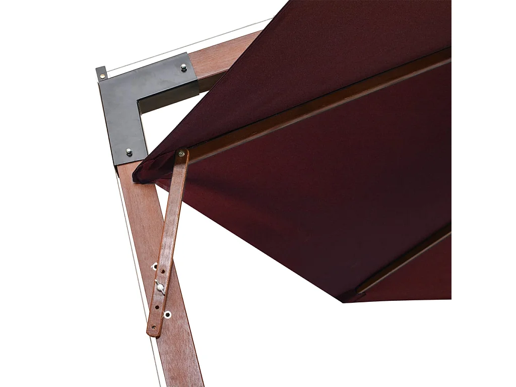 Gryndis  Parasol de jardin suspendu et mât rouge bordeaux bois de sapin