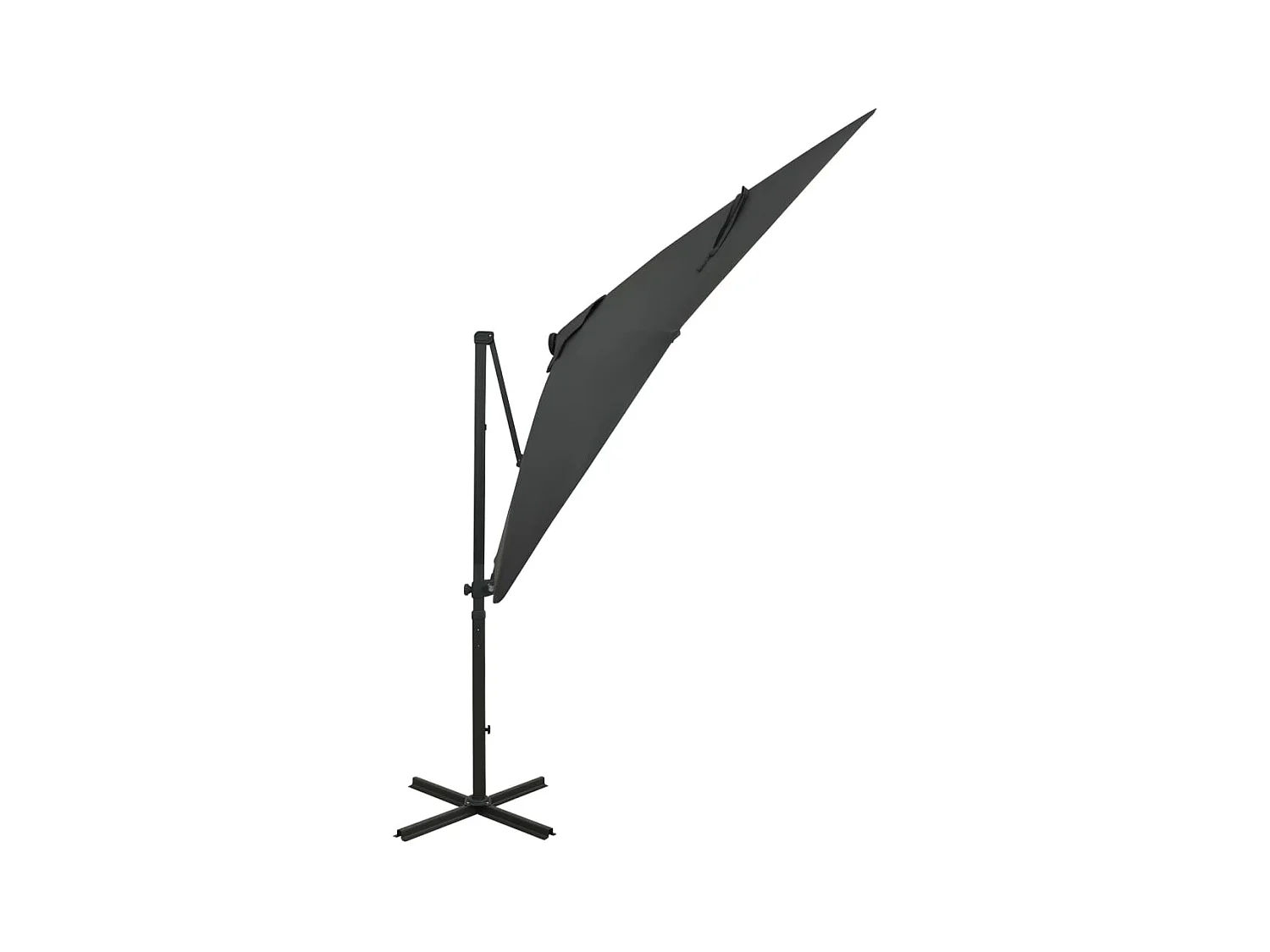 Remko  Parasol de jardin en porte-à-faux avec mât et lumières LED