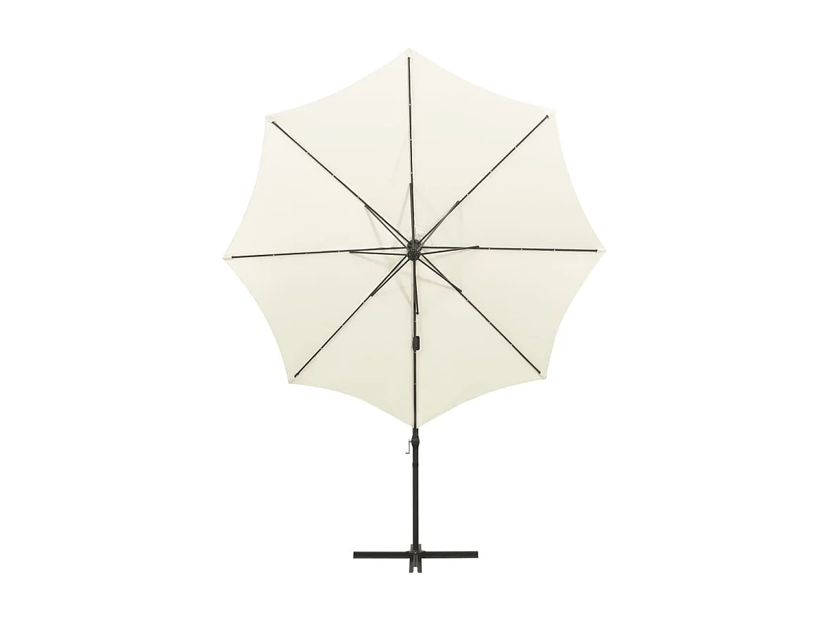 Ekin  Zweefparasol met paal en LED-verlichting 300 cm zandkleurig