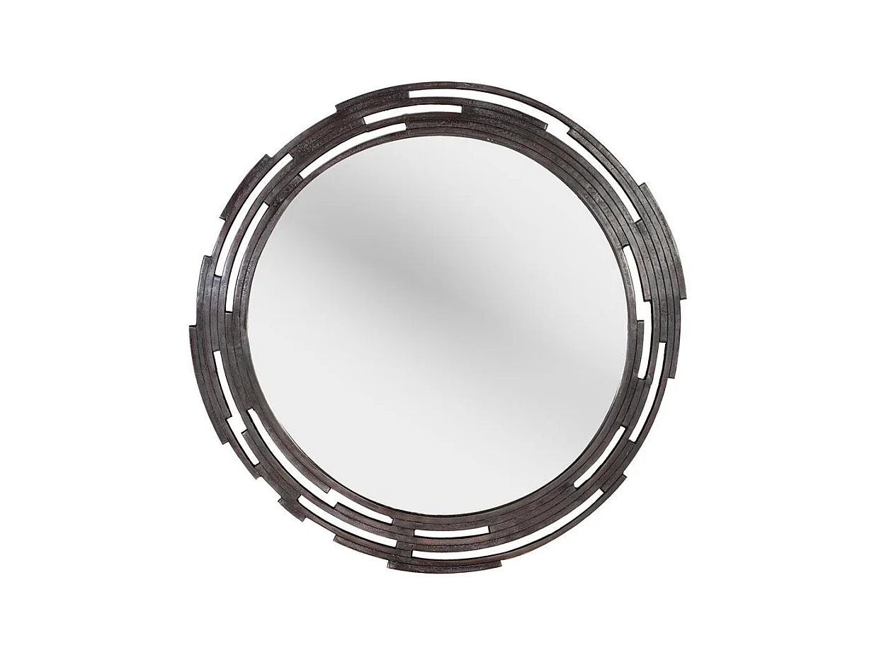 Ronde spiegel met plat metalen frame