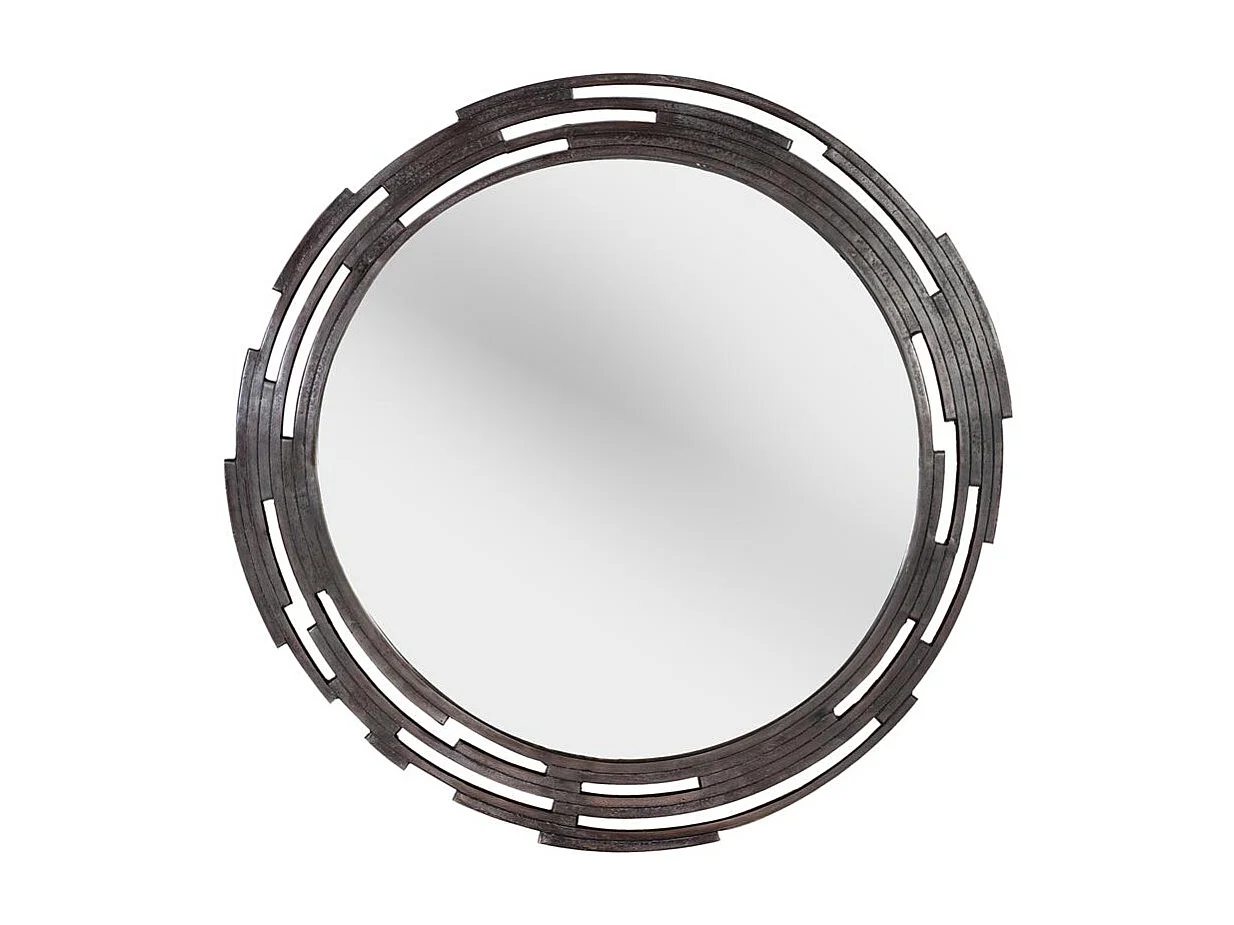 Miroir rond avec cadre plat en métal