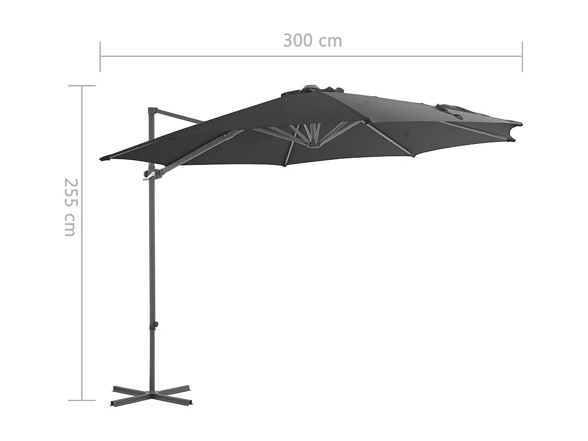 Forest Park  Parasol de jardin en porte-à-faux avec mât en acier anthracite