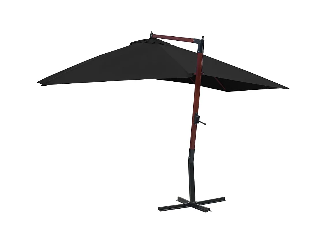 Yukon  Parasol suspendu avec mât en bois 400x300 cm Noir