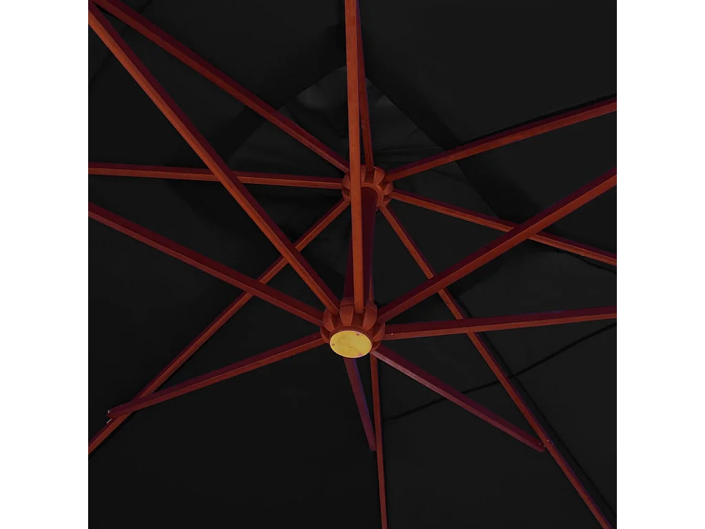 Yukon  Parasol suspendu avec mât en bois 400x300 cm Noir