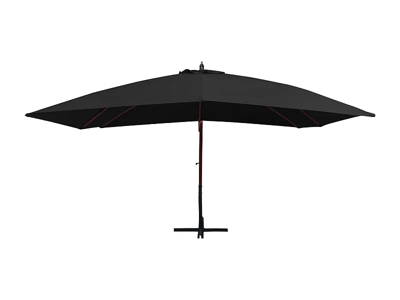 Yukon  Parasol suspendu avec mât en bois 400x300 cm Noir