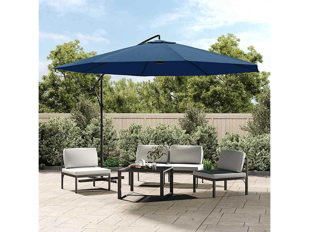 Jake Dean  Parasol de jardin en porte-à-faux avec mât en aluminium bleu