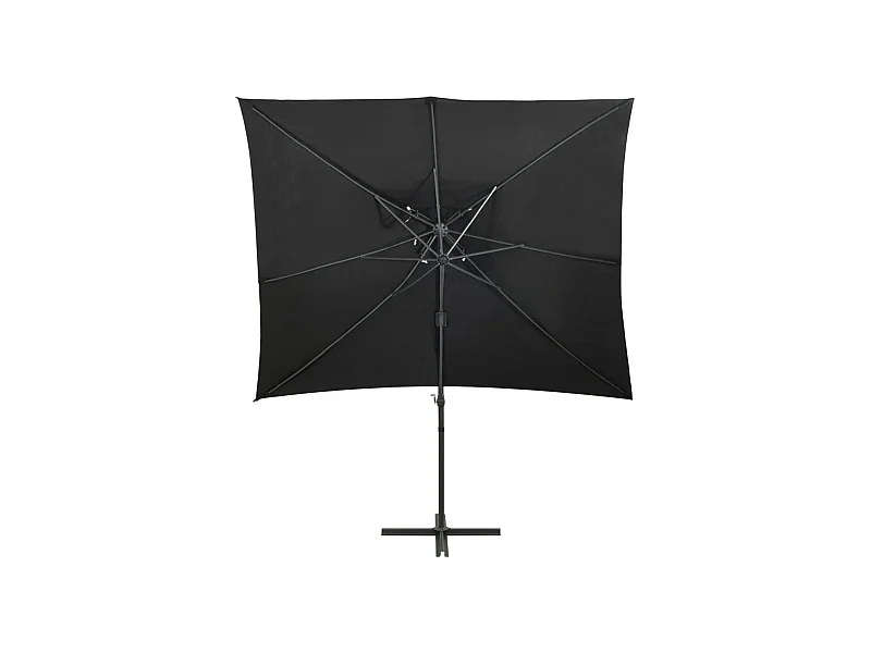 Fahriye  Parasol de jardin en porte-à-faux à double toit noir 250x250 cm