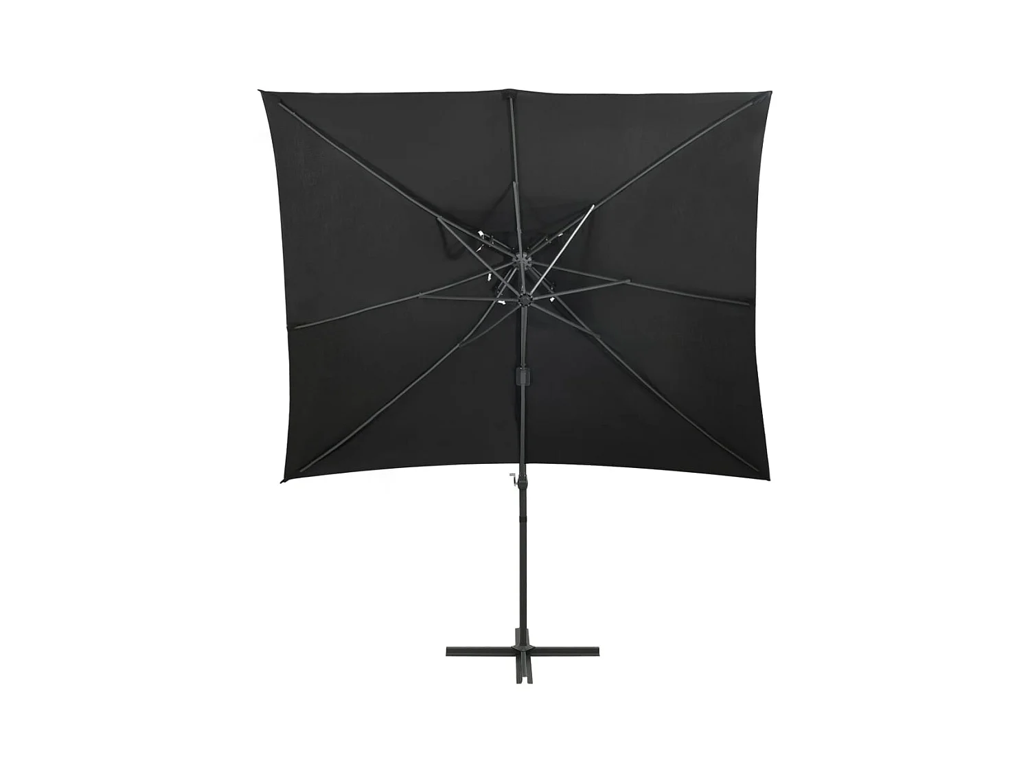 Fahriye  Parasol de jardin en porte-à-faux à double toit noir 250x250 cm
