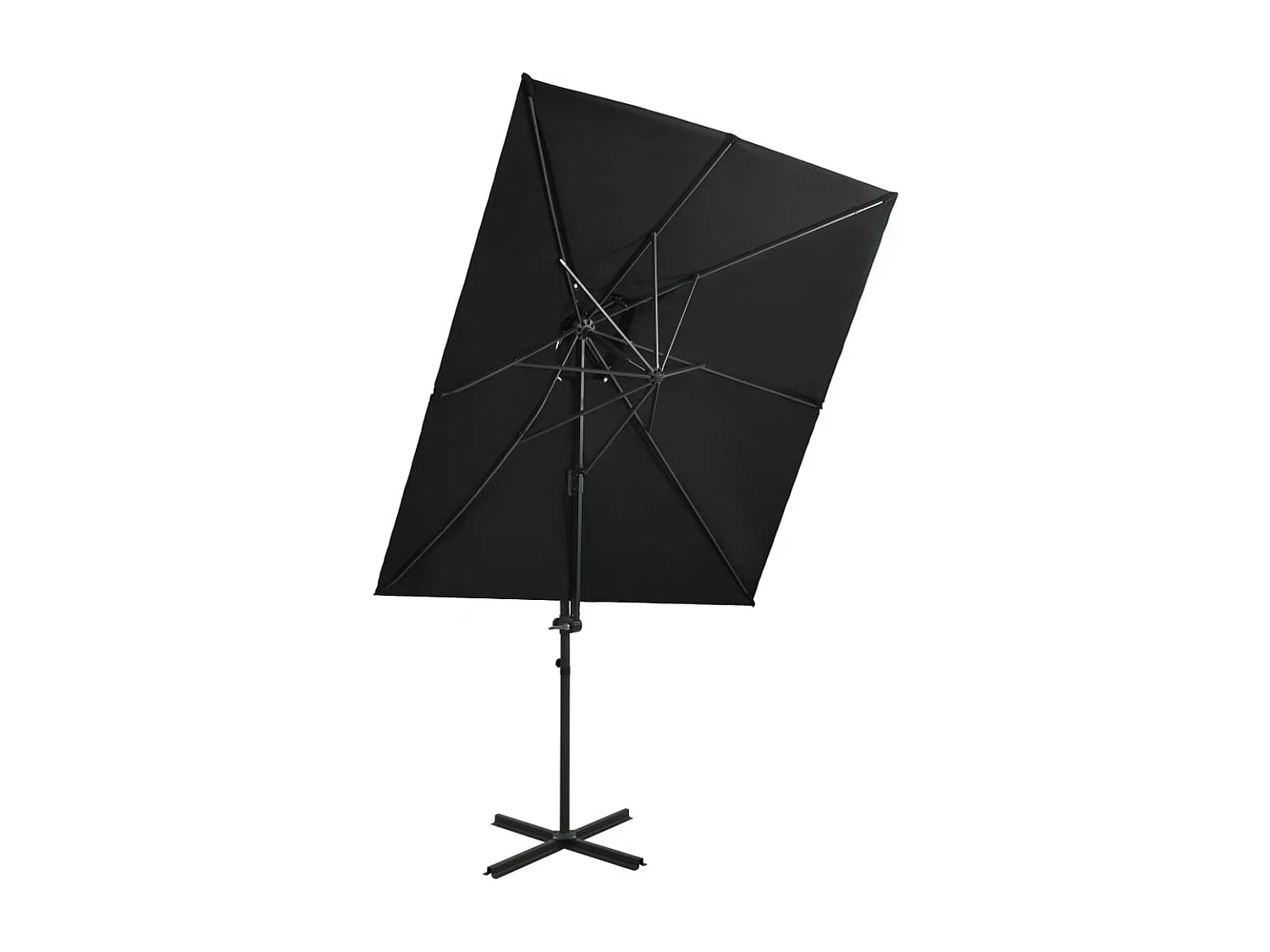 Fahriye  Parasol de jardin en porte-à-faux à double toit noir 250x250 cm