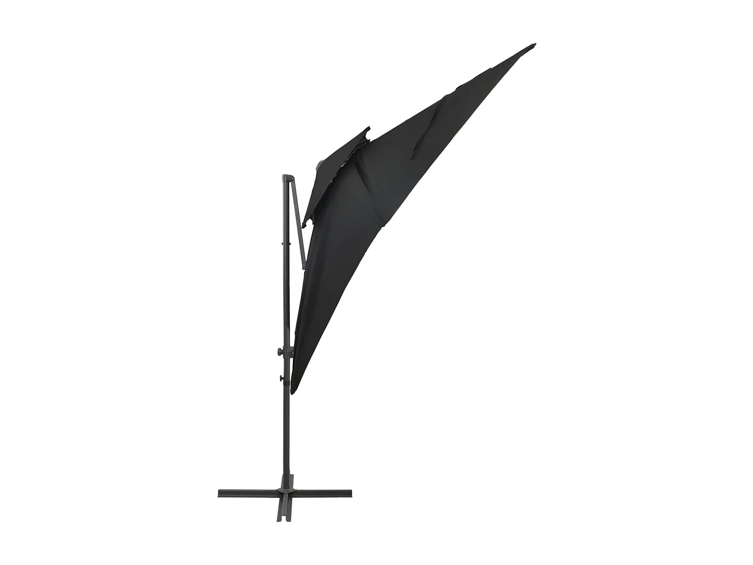 Fahriye  Parasol de jardin en porte-à-faux à double toit noir 250x250 cm
