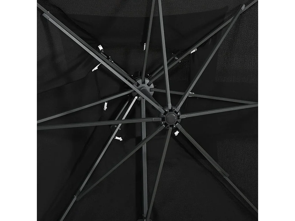 Fahriye  Parasol de jardin en porte-à-faux à double toit noir 250x250 cm
