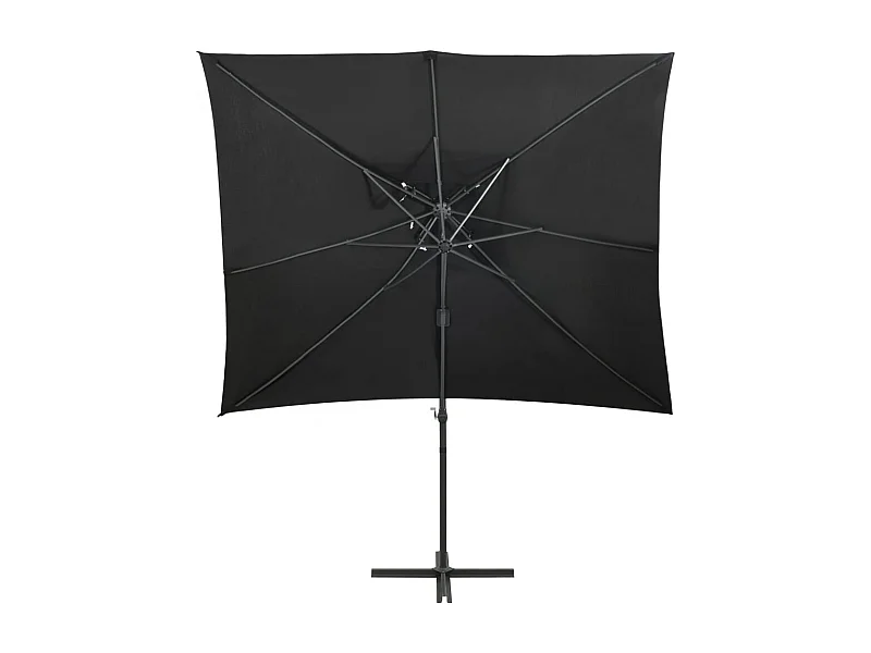 Fahriye  Parasol de jardin en porte-à-faux à double toit noir 250x250 cm