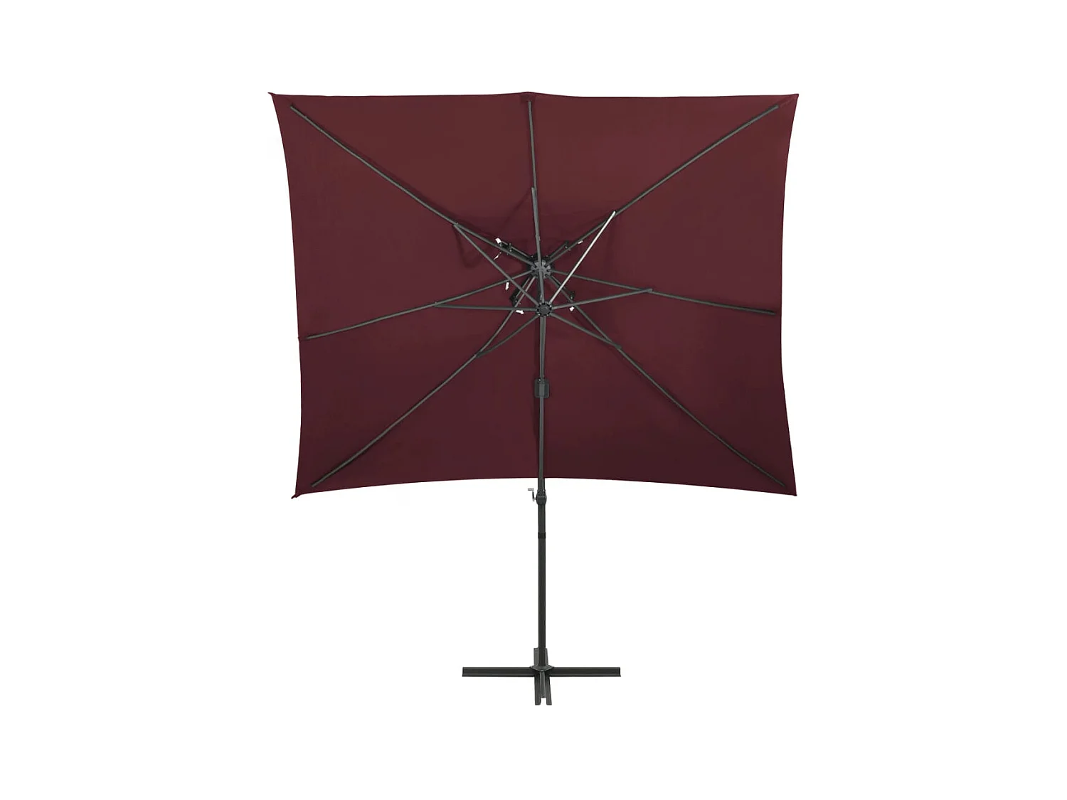 Fahriye  Parasol de jardin en porte-à-faux à double toit rouge bordeaux