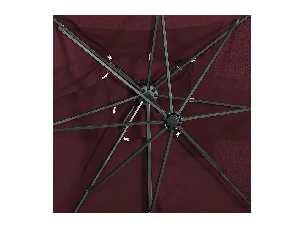 Fahriye  Parasol de jardin en porte-à-faux à double toit rouge bordeaux