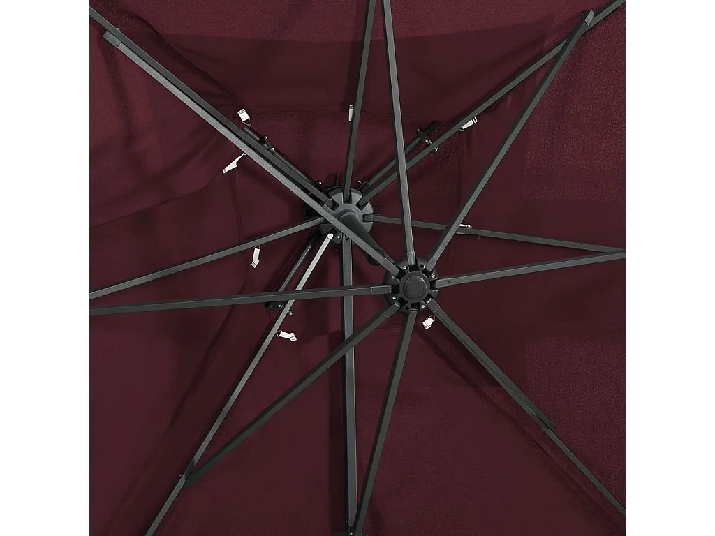 Fahriye  Zweefparasol met dubbel dak 250x250 cm bordeauxrood