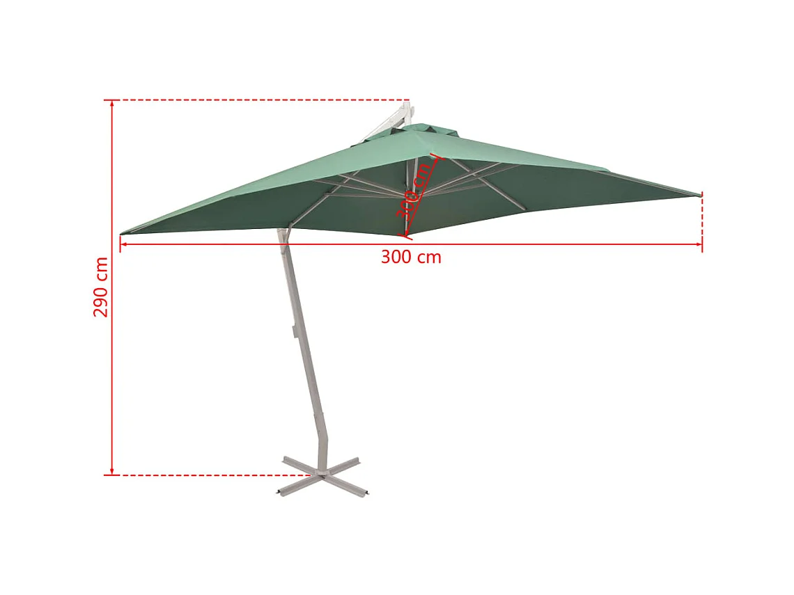 Sophie-Coraline-Rose  Parasol suspendu avec poteau en aluminium 300x300 cm vert