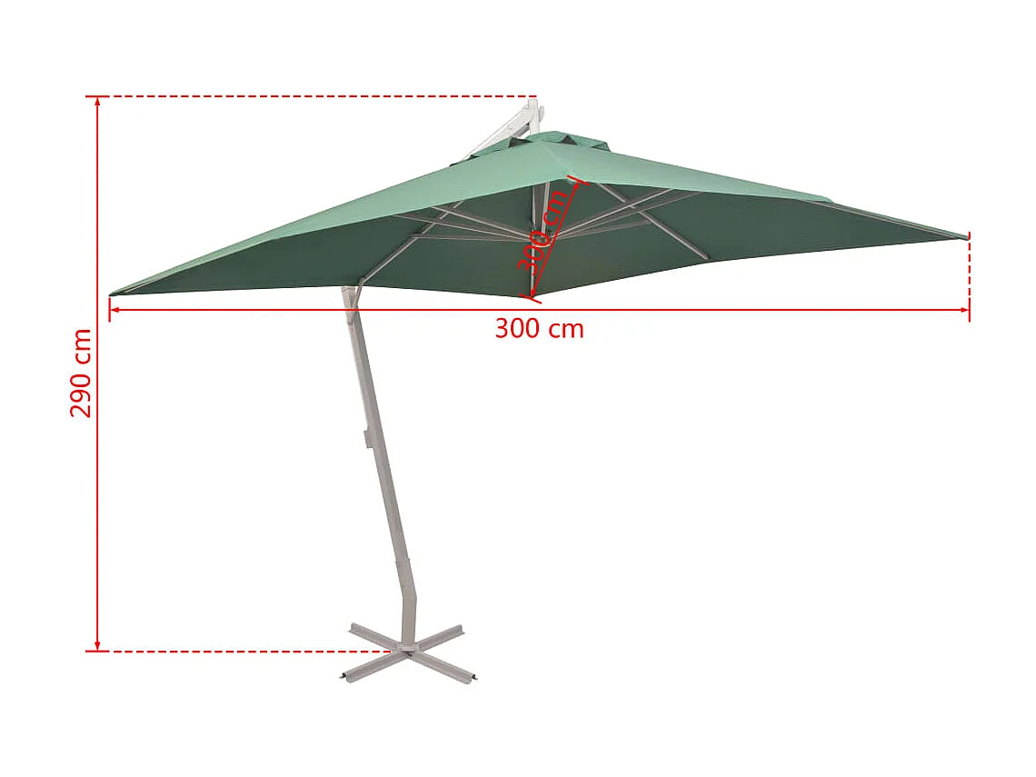 Sophie-Coraline-Rose  Parasol suspendu avec poteau en aluminium 300x300 cm vert