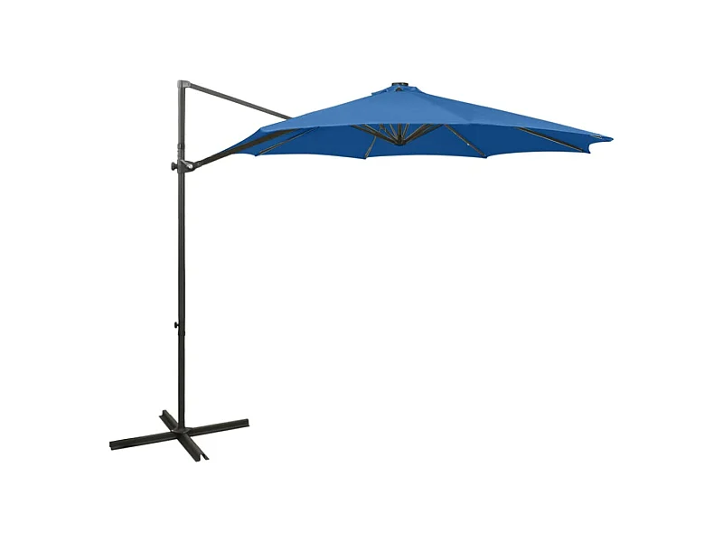 Ekin  Zweefparasol met paal en LED-verlichting 300 cm azuurblauw