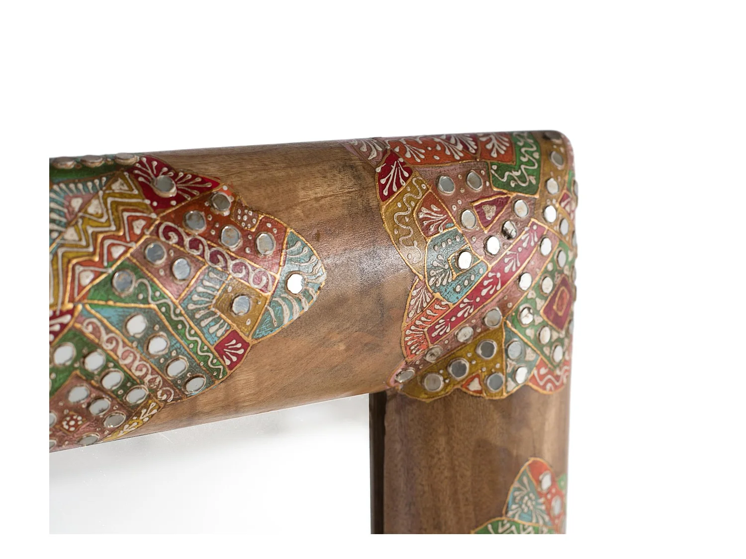 Espejo de madera de mango con mosaicos artesanales multicolores
