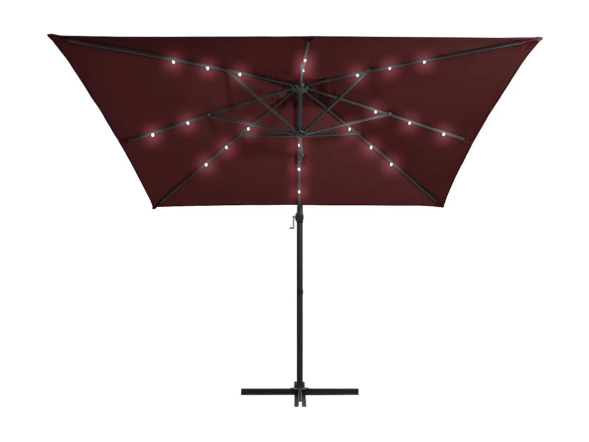 Xyral  Parasol de jardin en porte-à-faux lumières LED rouge bordeaux