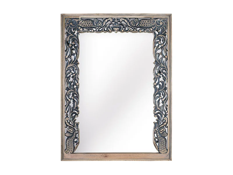 Miroir esculpido principal em madeira manguier e acabamento bicolor