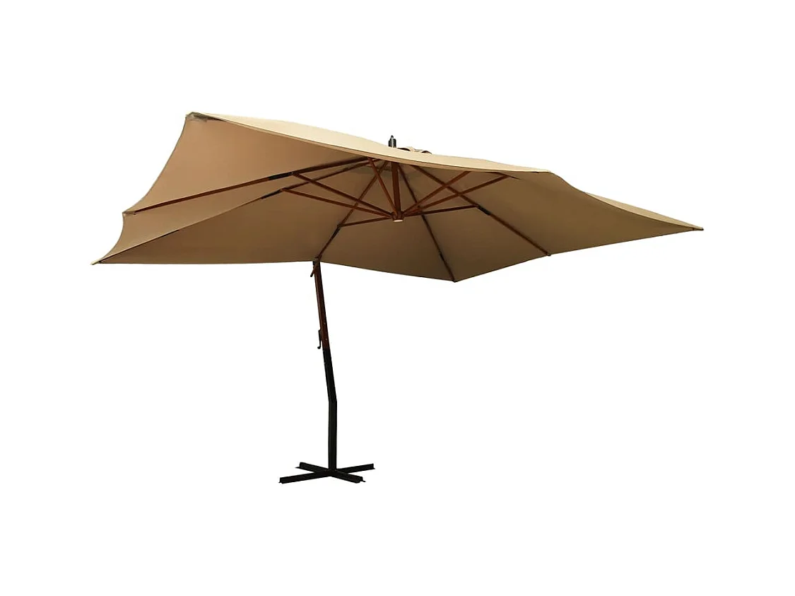 Tjerka  Sombrilla jardín voladiza con palo de madera taupe 400x300 cm