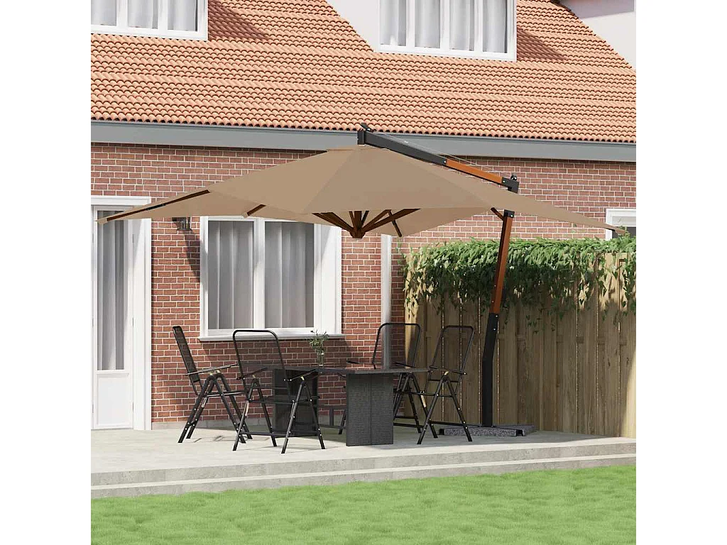 Tjerka  Zweefparasol met houten paal 400x300 cm taupe