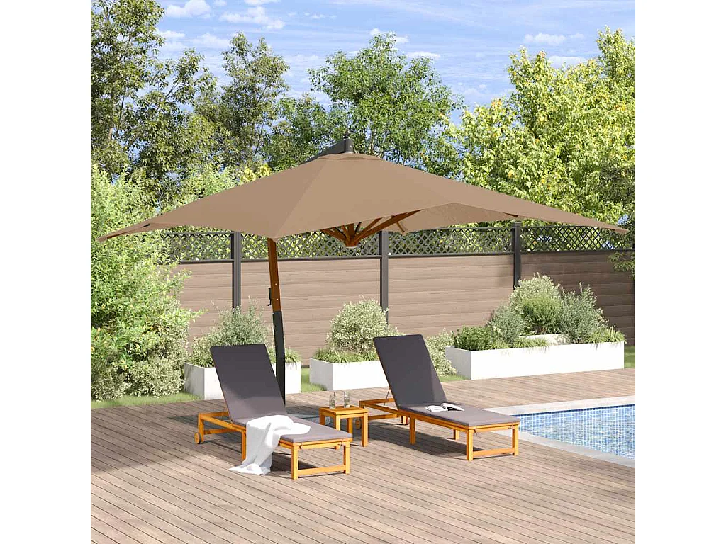 Tjerka  Zweefparasol met houten paal 400x300 cm taupe