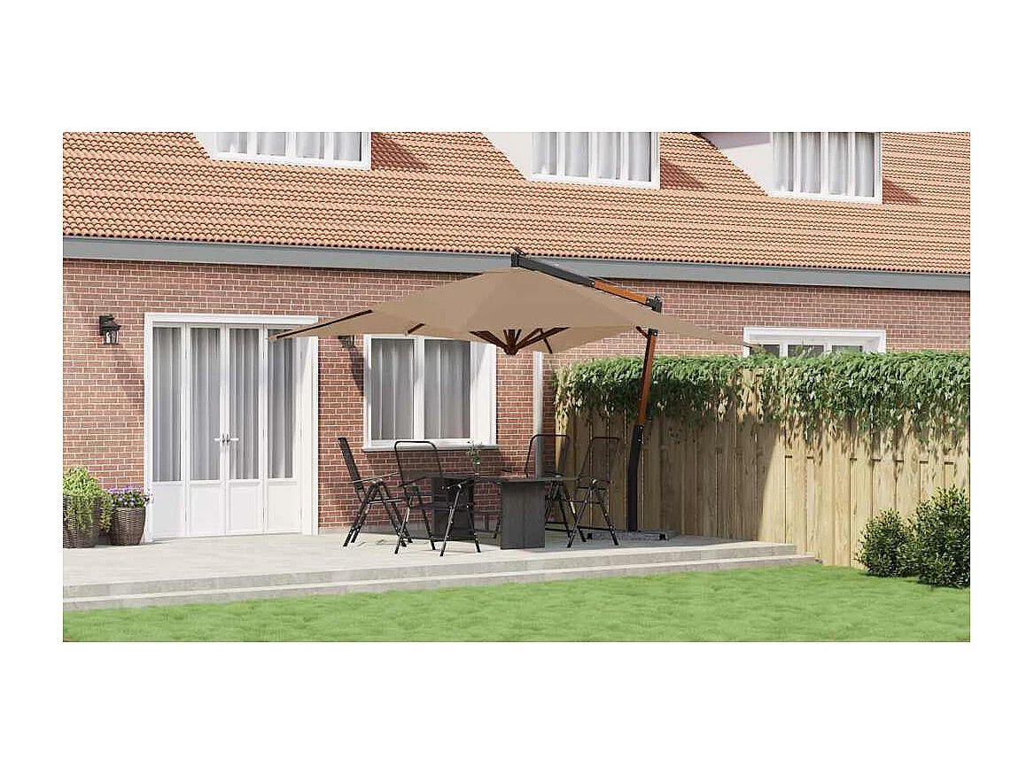 Tjerka  Zweefparasol met houten paal 400x300 cm taupe