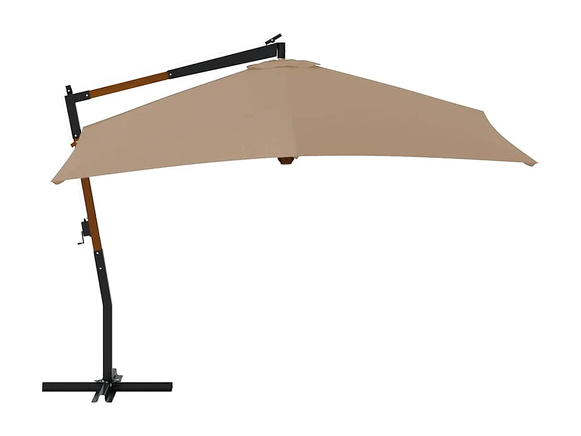 Tjerka  Zweefparasol met houten paal 400x300 cm taupe