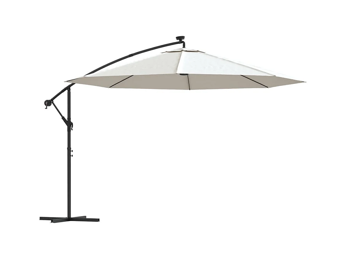 Carrickboy  Parasol de jardin en porte-à-feux et lumières LED mât en métal