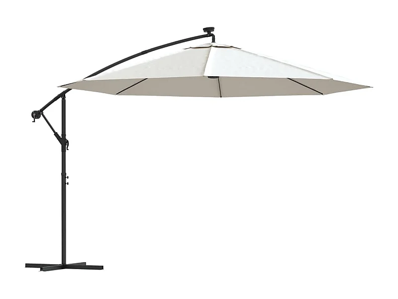 Carrickboy  Parasol de jardin en porte-à-feux et lumières LED mât en métal