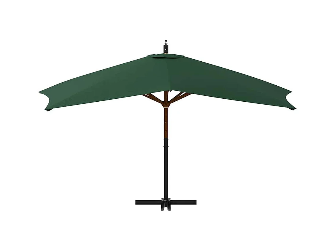 Tjerka  Sombrilla jardín voladiza con palo de madera verde 400x300 cm