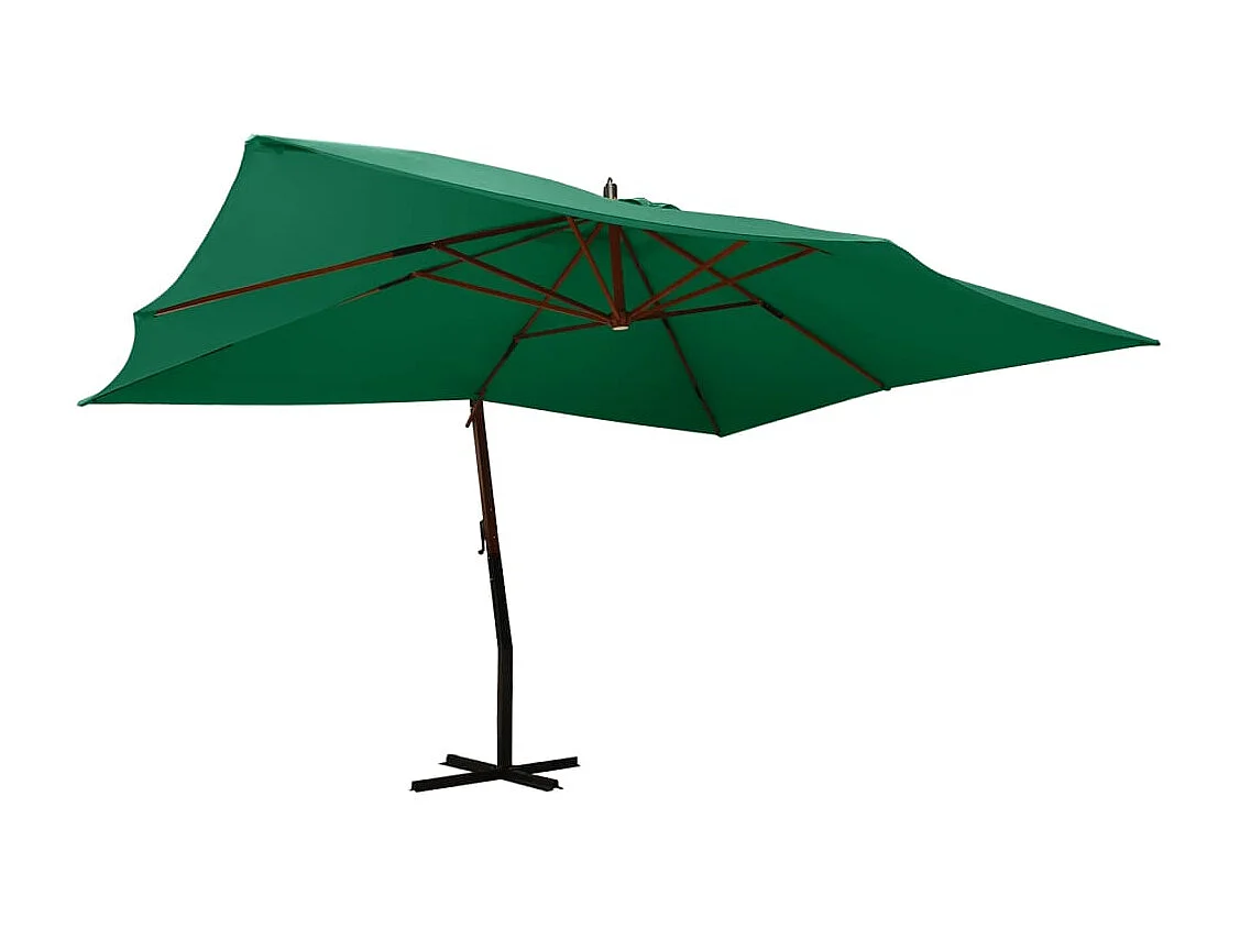 Tjerka  Parasol de jardin en porte-à-faux avec mât en bois vert