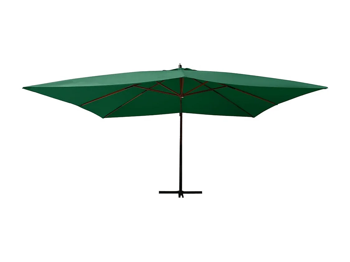 Tjerka  Parasol de jardin en porte-à-faux avec mât en bois vert