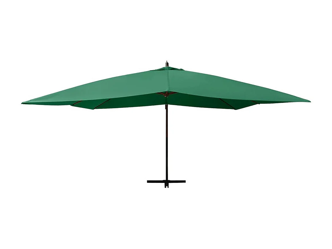 Tjerka  Parasol de jardin en porte-à-faux avec mât en bois vert