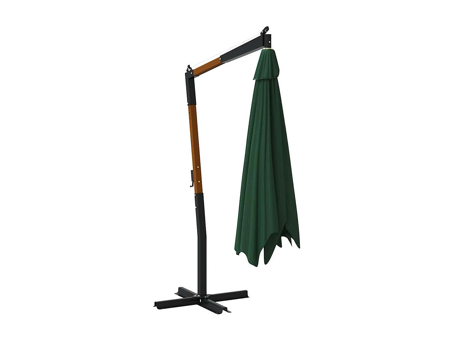 Tjerka  Parasol de jardin en porte-à-faux avec mât en bois vert
