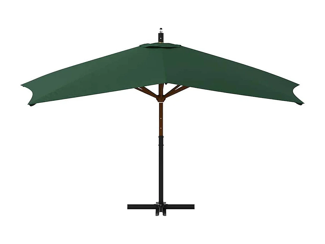 Tjerka  Parasol de jardin en porte-à-faux avec mât en bois vert