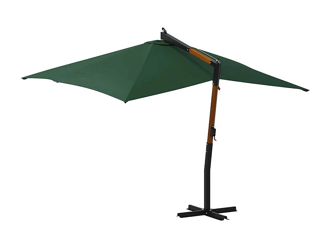 Tjerka  Parasol de jardin en porte-à-faux avec mât en bois vert