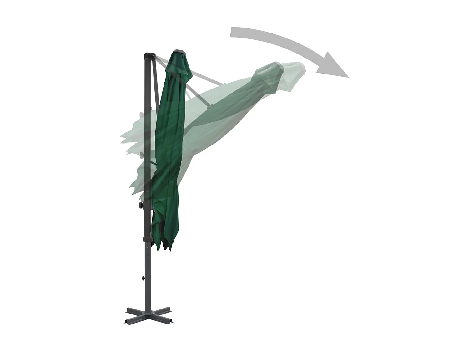 Liège  Parasol de jardin en porte-à-faux et poteau en aluminium vert