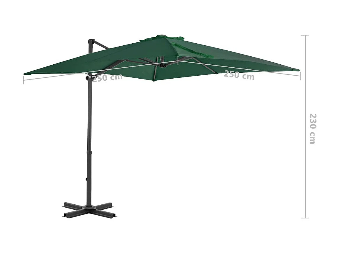 Liège  Parasol de jardin en porte-à-faux et poteau en aluminium vert
