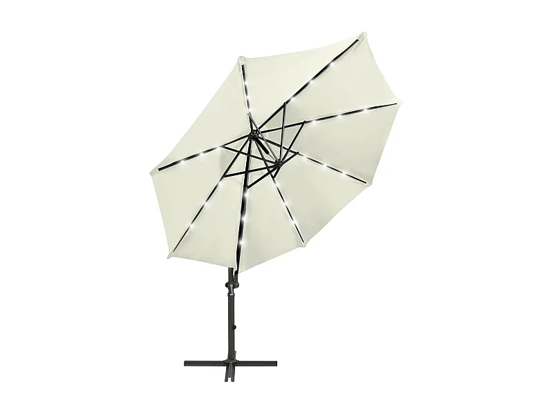 Remko  Zweefparasol met paal en LED-verlichting 300 cm zandkleurig