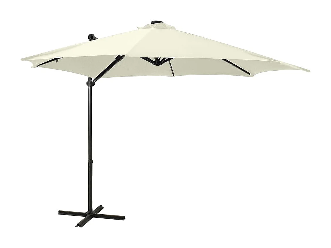 Remko  Zweefparasol met paal en LED-verlichting 300 cm zandkleurig