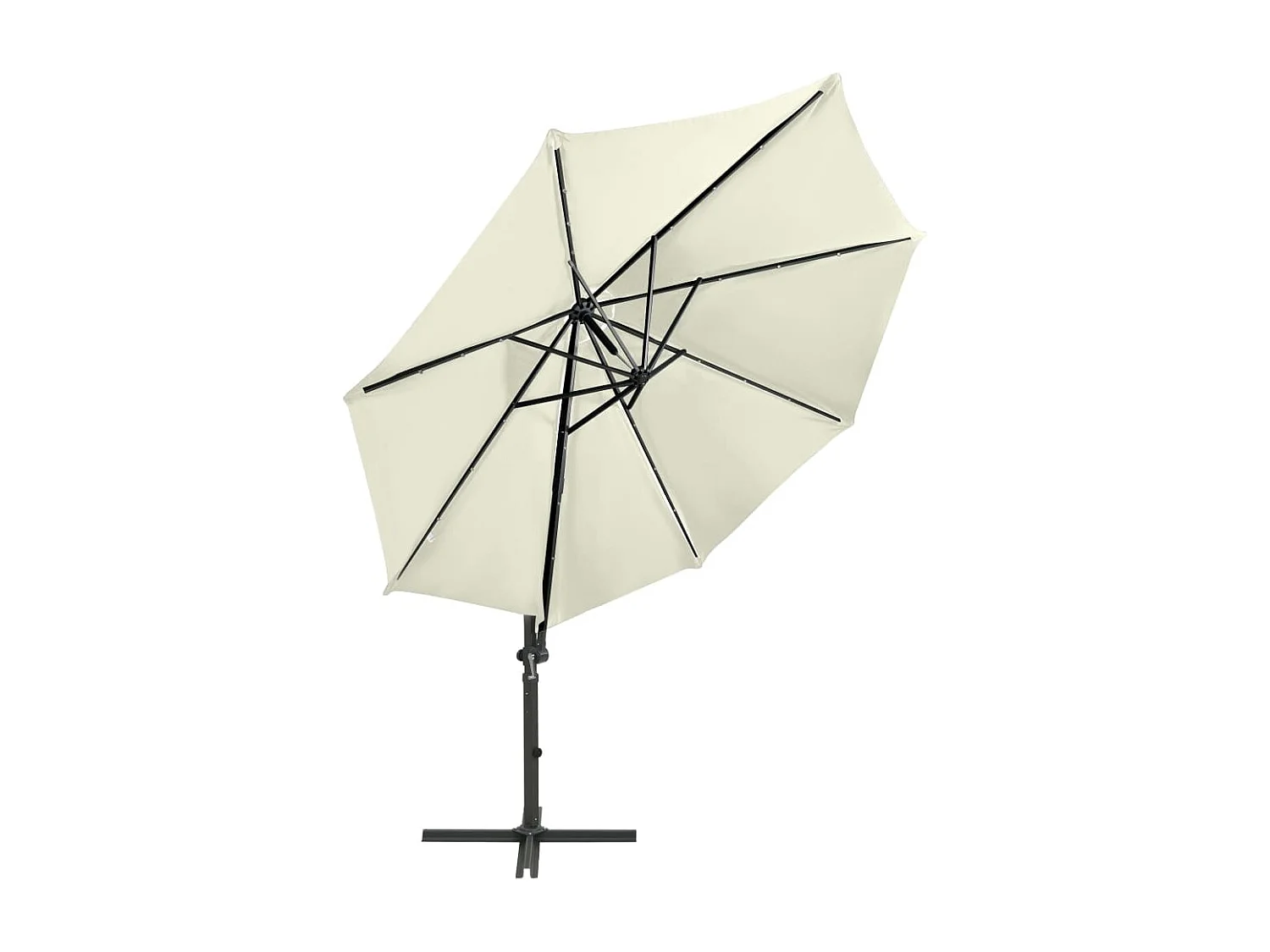 Remko  Zweefparasol met paal en LED-verlichting 300 cm zandkleurig
