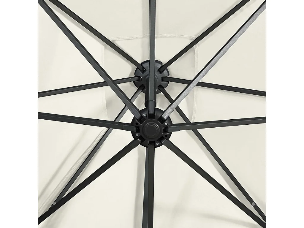 Remko  Zweefparasol met paal en LED-verlichting 300 cm zandkleurig