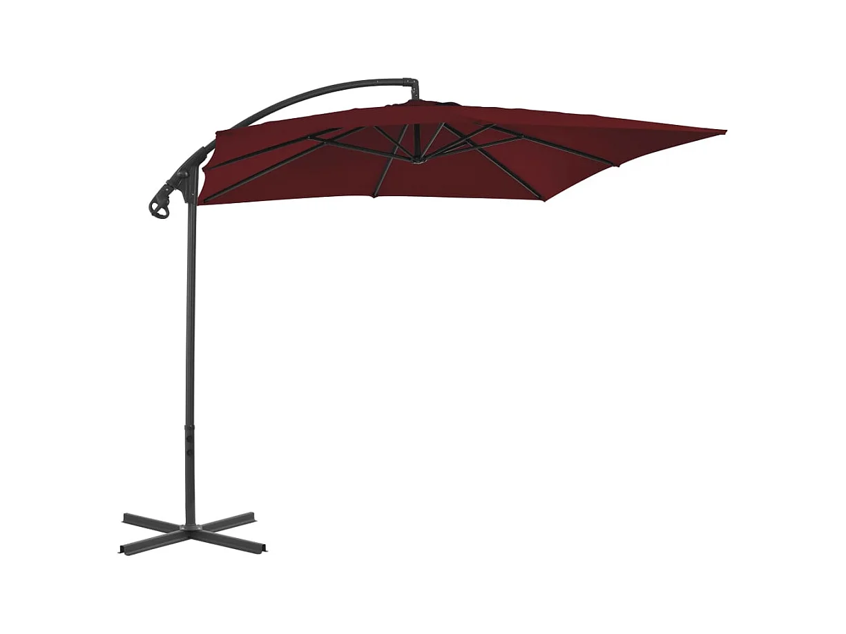 Sondre  Parasol de jardin en porte-à-faux mât en acier rouge bordeaux