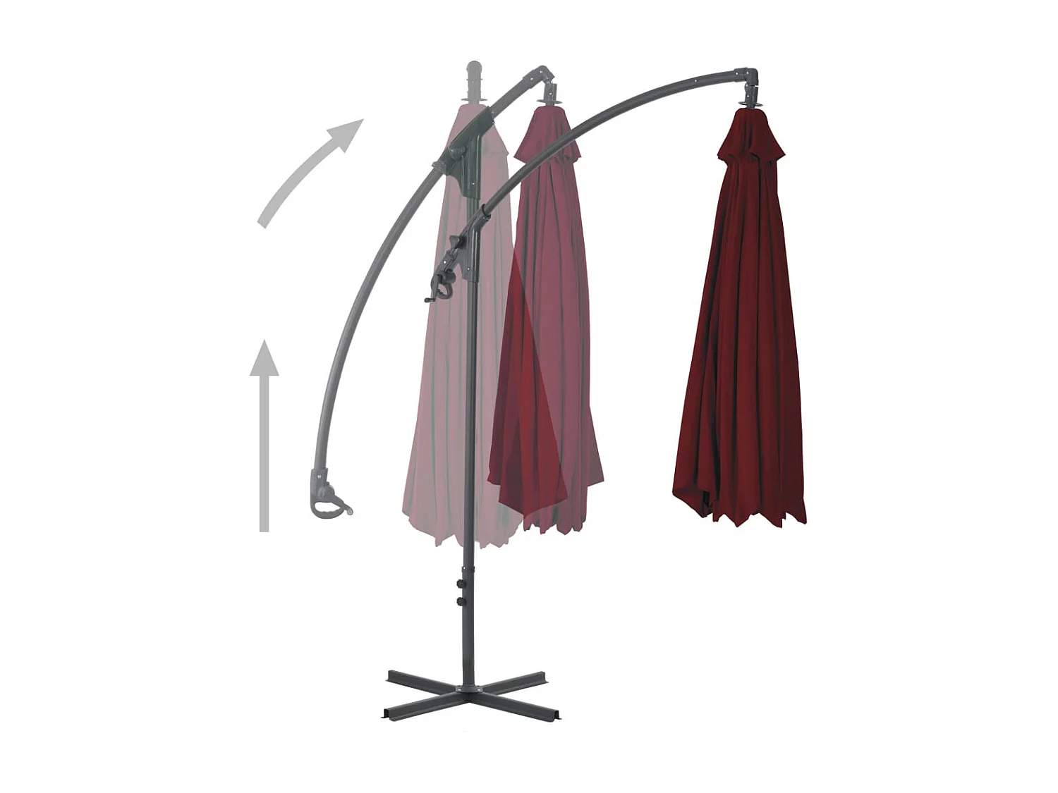 Sondre  Parasol de jardin en porte-à-faux mât en acier rouge bordeaux